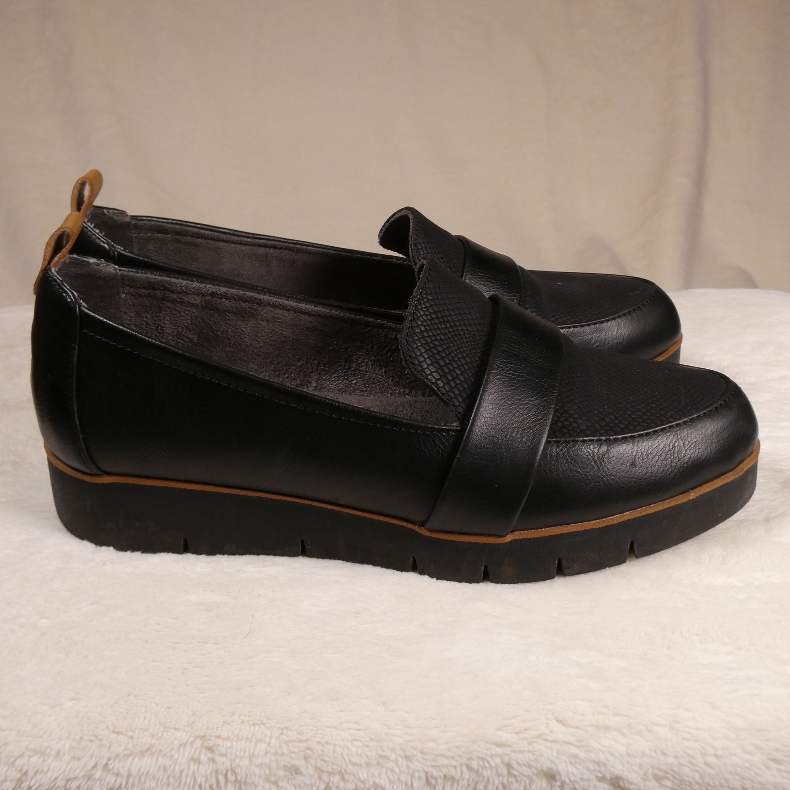 Dr Scholl’s Webster Loafer Sz 6 Platform Wedge Recycled Materials 70s Academic