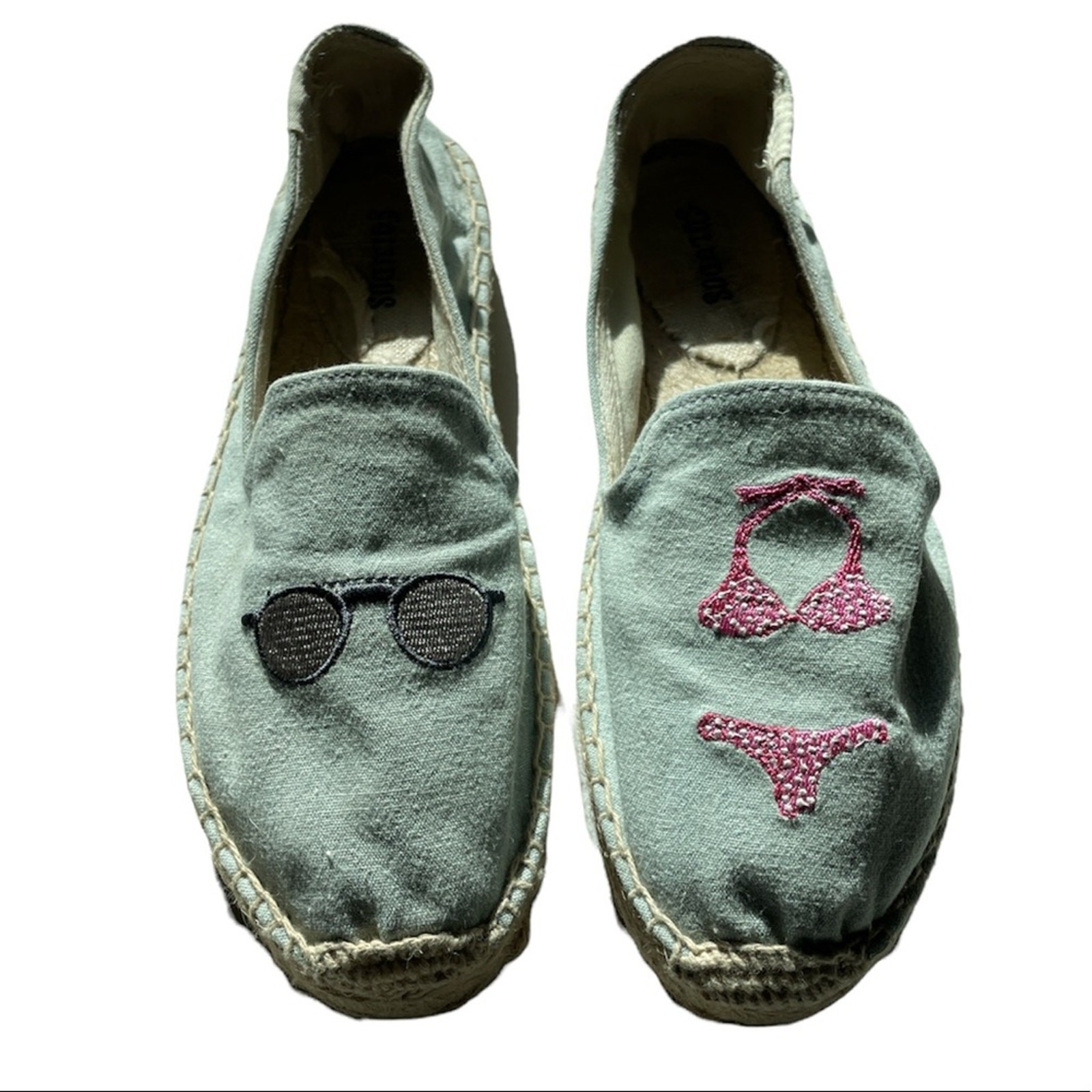 Soludos Eco-friendly Tencel Chambray Sunglasses & Bikini Espadrille Slide Ons 7