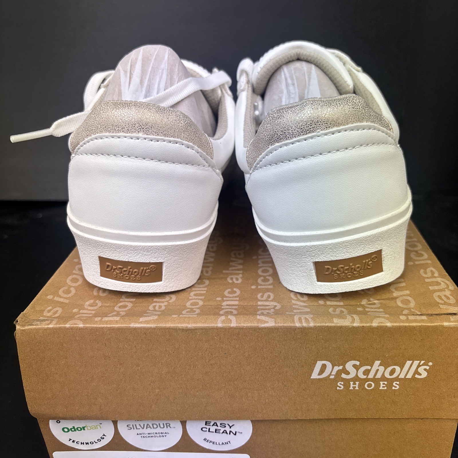 Dr Scholl’s Women’s Madison Lace White Gold Sneaker Sz 7.5 NWB