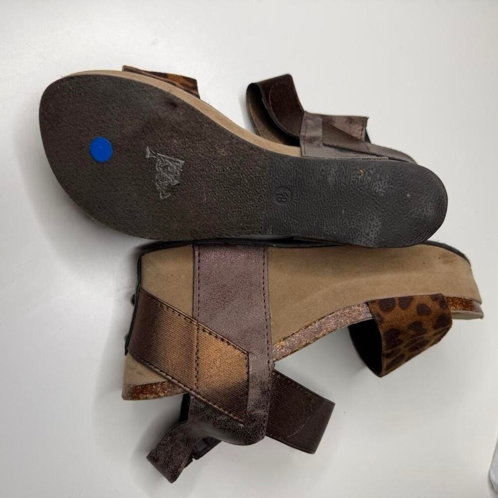 Pierre Dumas coastal Cowgirl Leopard Print Platform Wedge Sandals Women’s Sz 8.5