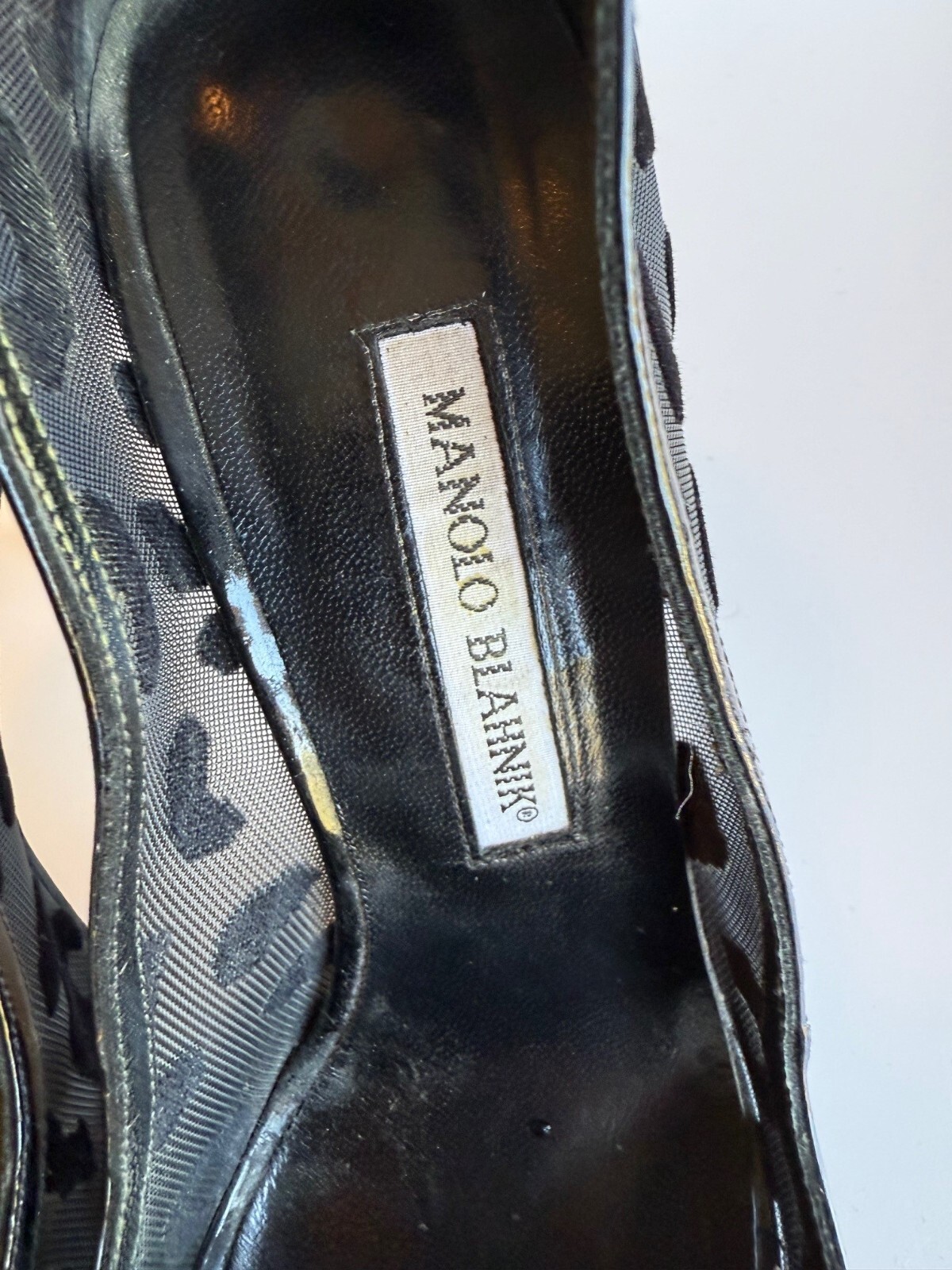 Manolo Blahnik Black Semi-Transparent Leopard Print Pointed Toe Heels