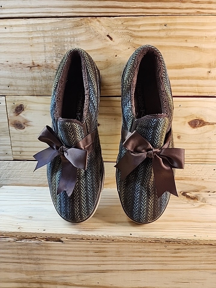 Michelle K Womens Size 10 Slip On Colorful Herringbone Shoes