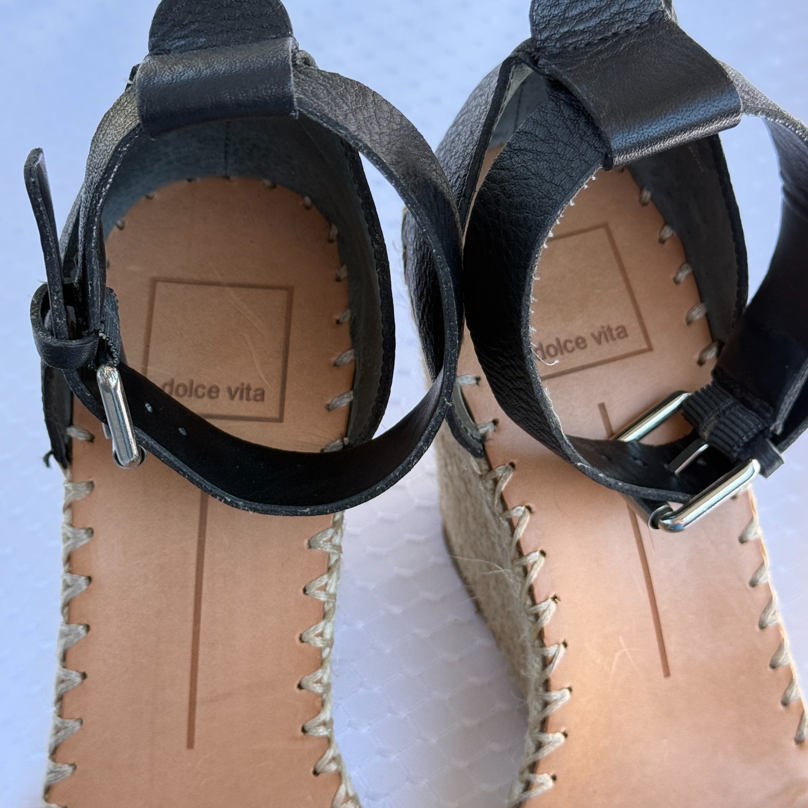 Dolce Vita Noor Black Espadrille Wedges Sandals – Size 8.5