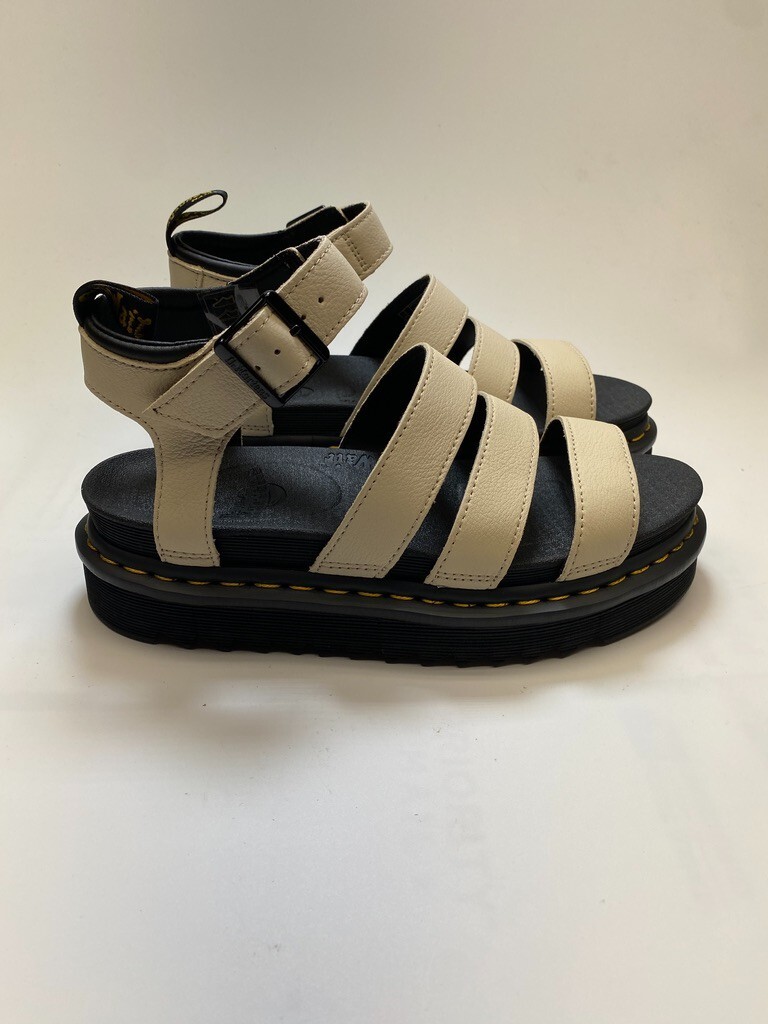 Dr. MArten’s Womens Blaire Pisa Parchment Beige Leather Strap Sandals sz 8