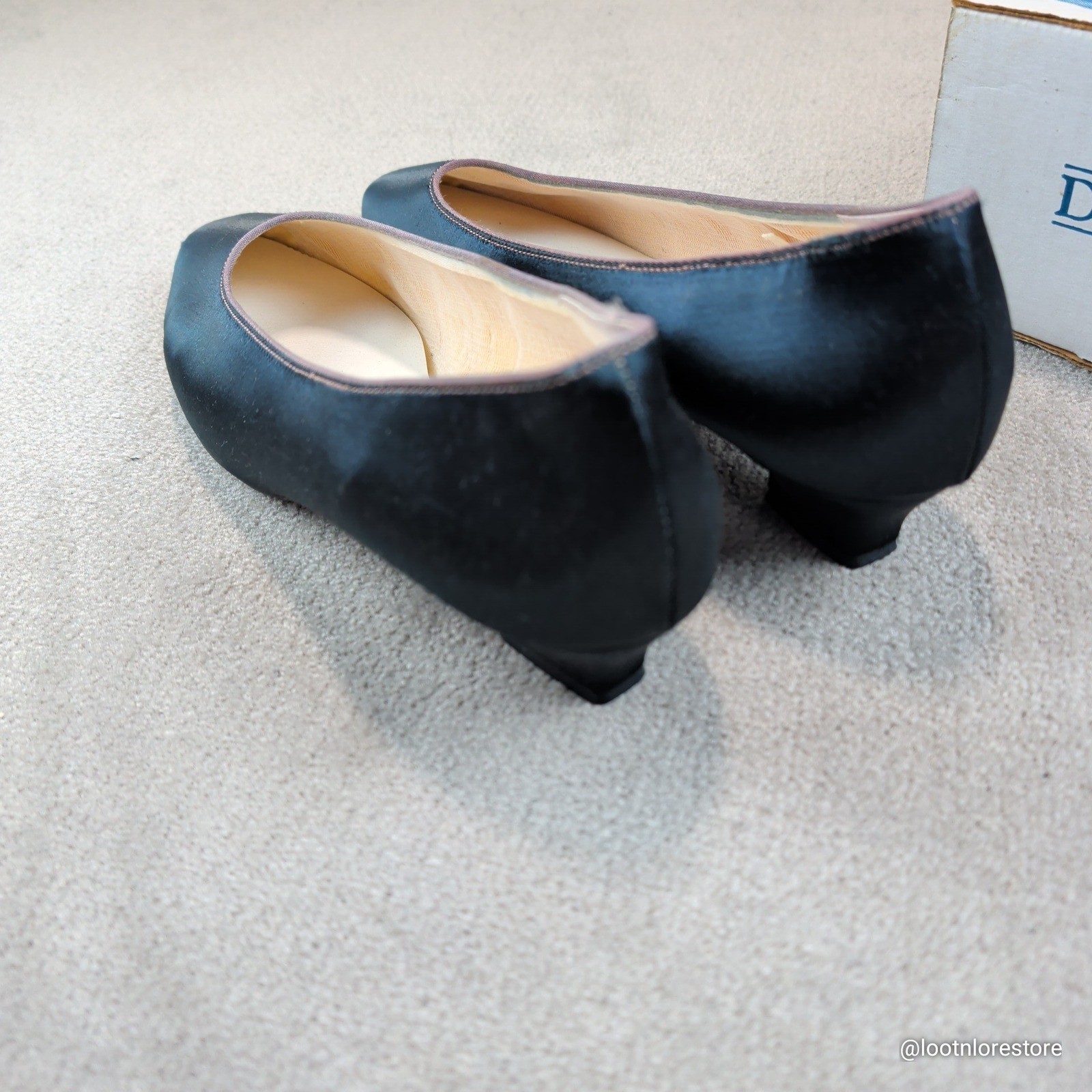 Dyeables Pumps Vintage 90s Satin Low Heel Formal Wedding Black Women Size 12W 12