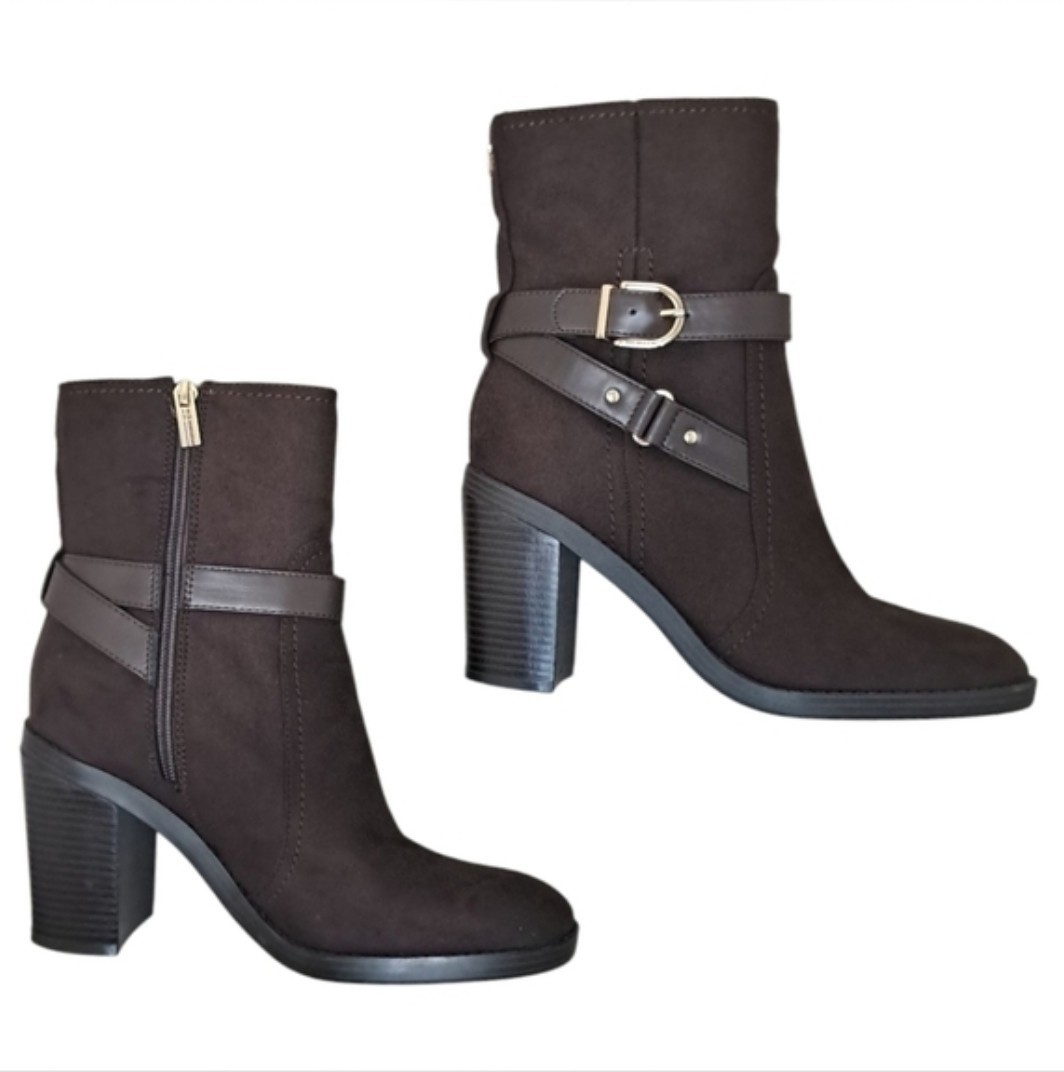 Tommy Hilfiger Owen 2 Brown Synthetic Ankle Boots Zip Buckle US 10 M