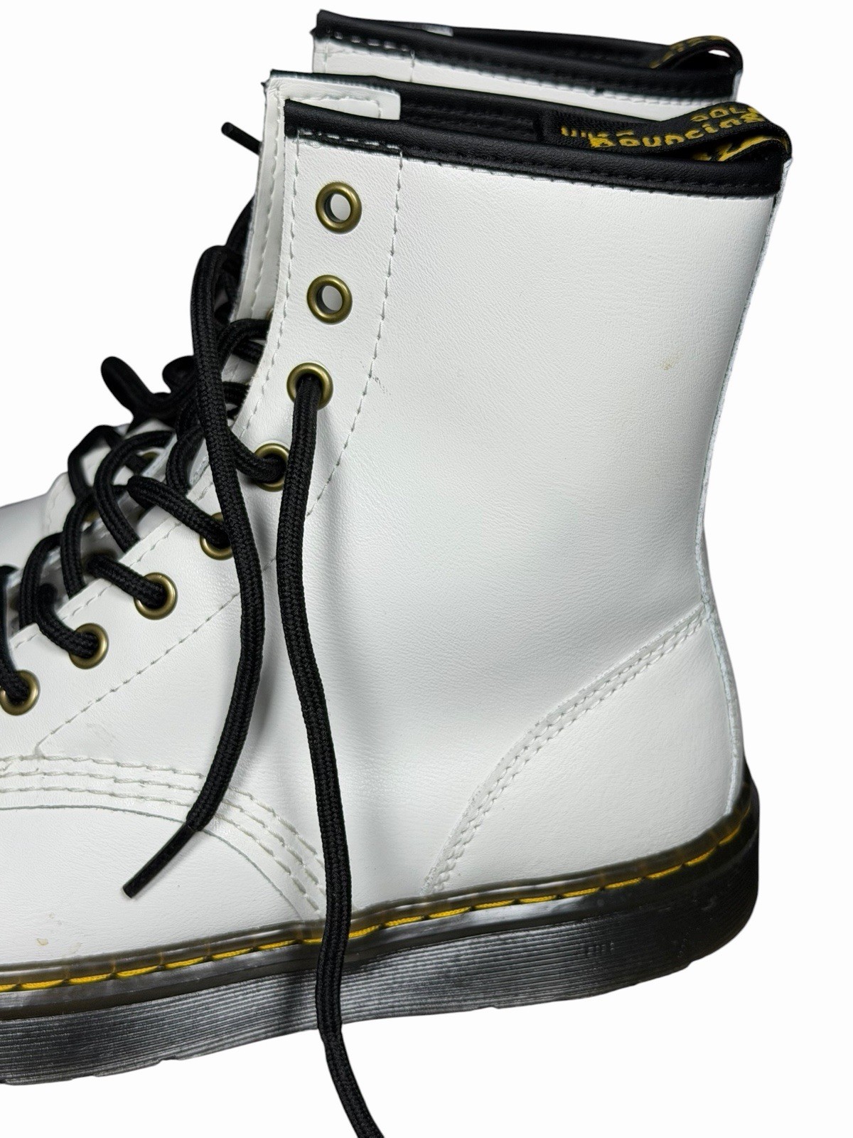 Dr Martens Zavala White Leather Combat Boots Women’s 8 Lace Up 1460 Style