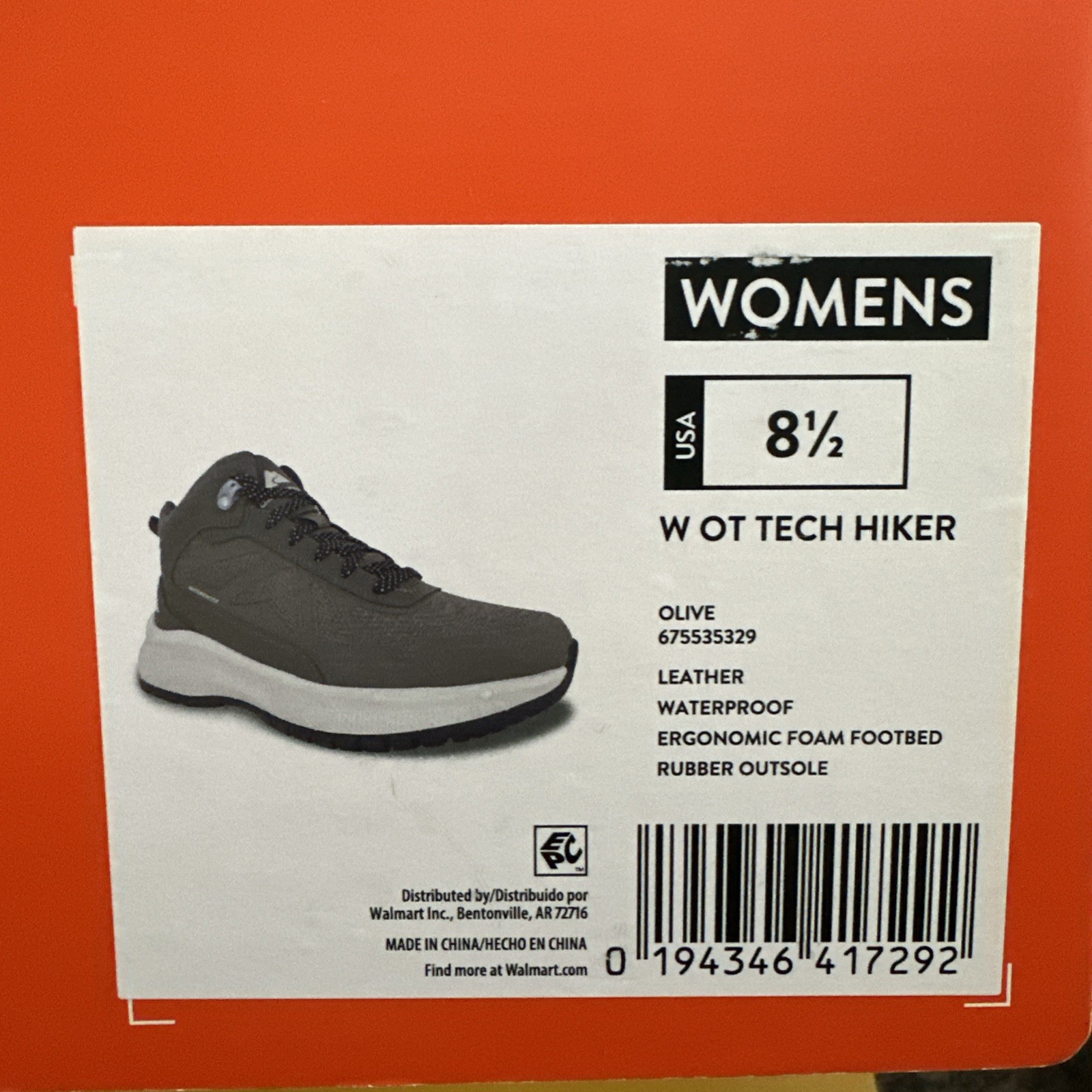 New Women’s Ozark Trail Tech Hiker Waterproof Boots Olive Size 8.5