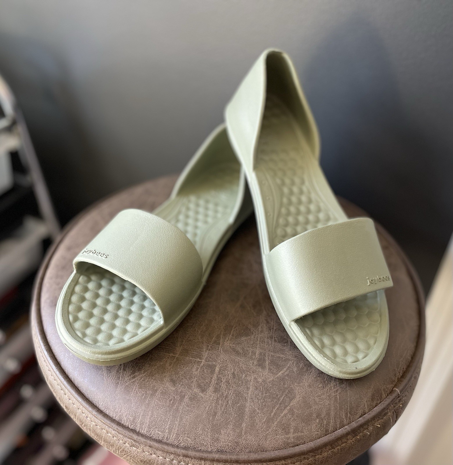 Joybees Friday Flats Dusty Olive Green Slide Sandals Slip-Ons Women’s US Size 9