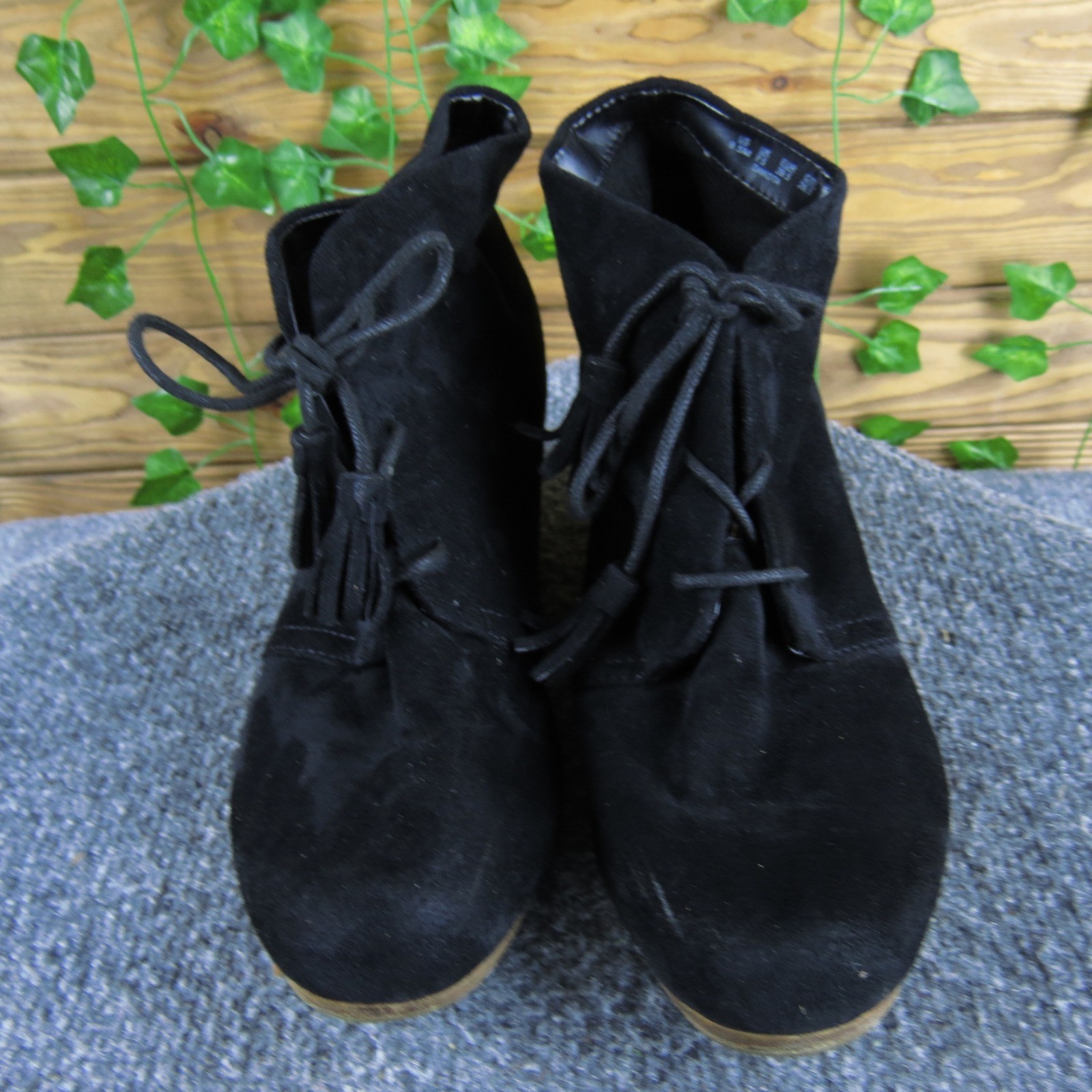 Dr. Scholl’s Dakota Women 9.5 Black Fabric Wedge Ankle Boots Comfort Casual Zip