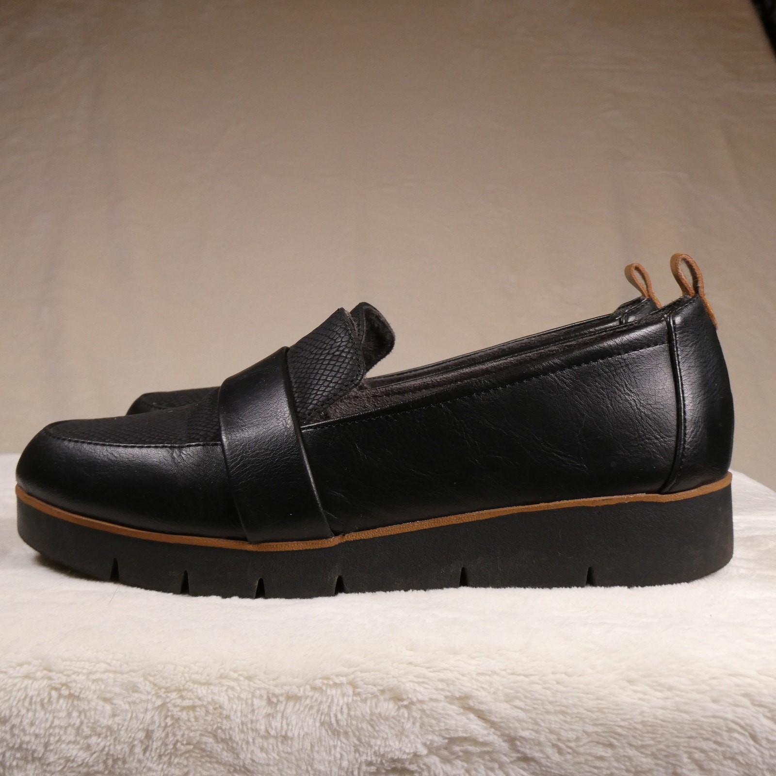 Dr Scholl’s Webster Loafer Sz 6 Platform Wedge Recycled Materials 70s Academic