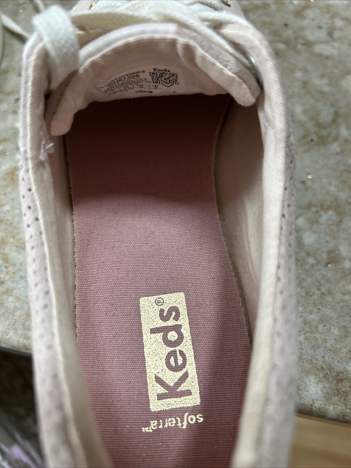 Keds Jump Kick Duo Light Pink Gold Vegan Soft Buck Leather Sneakers sz 8 Womens