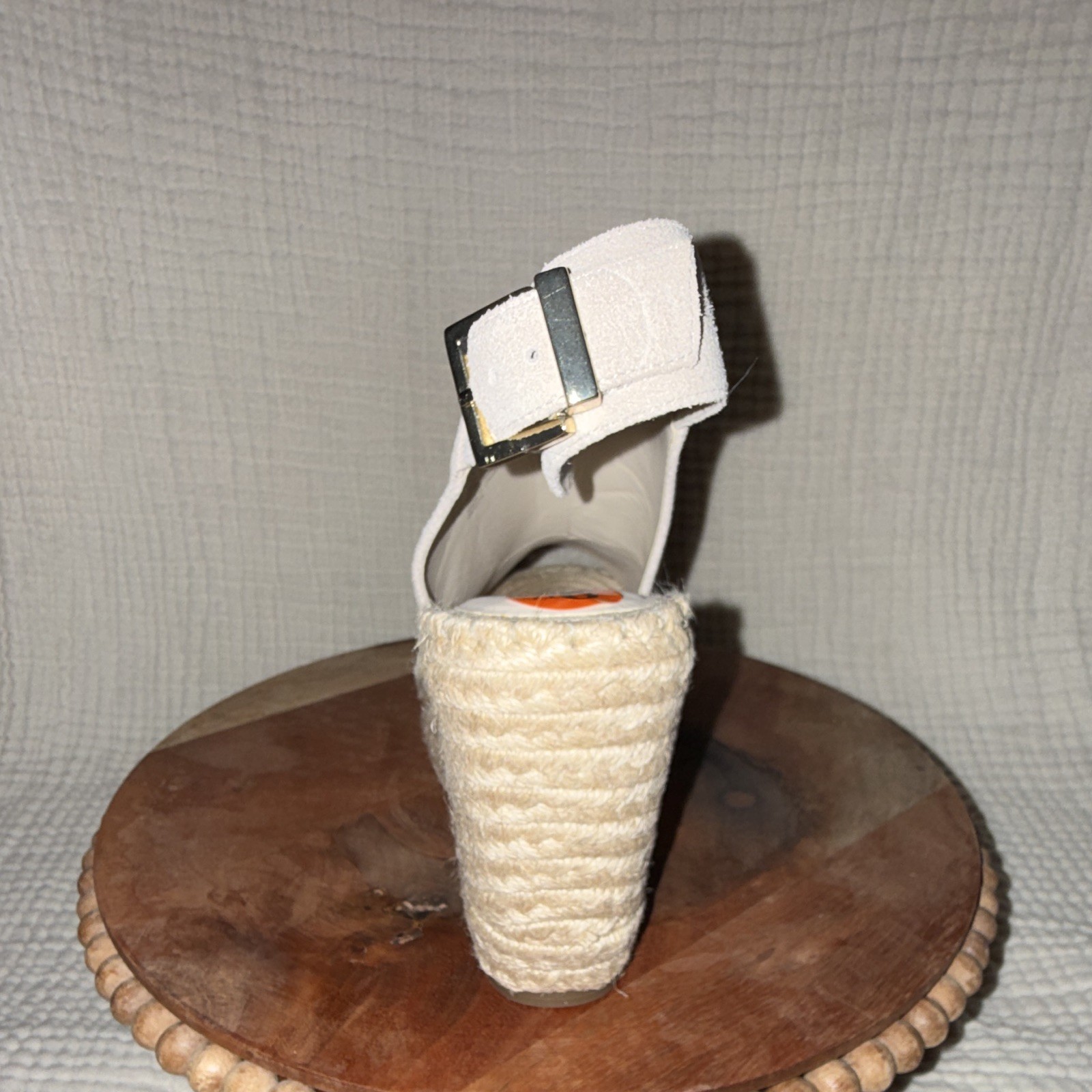 Kenneth Cole Cream Suede Wedge Espadrille Sandals Ankle Strap Buckle 9.5M
