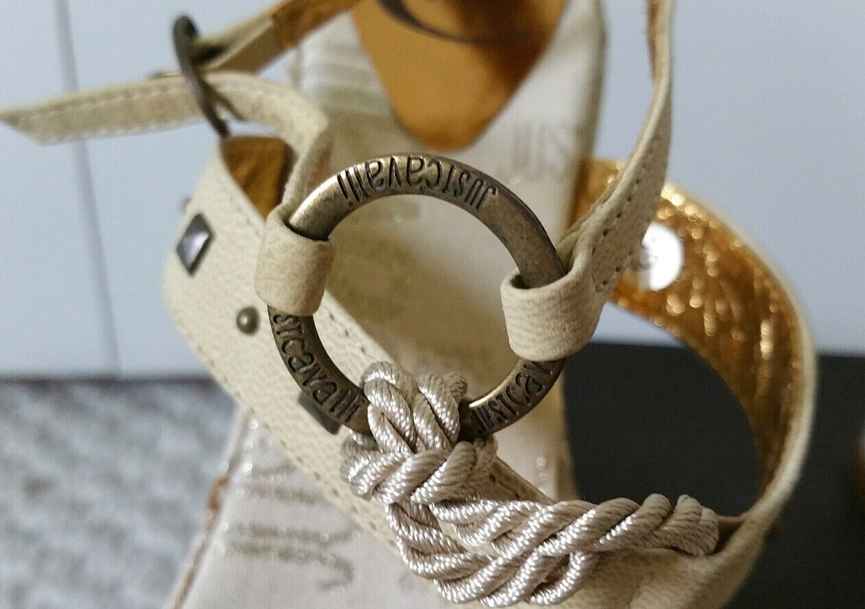 NEW JUST CAVALLI Logo Monogram WOMEN’S SHOES Sandals US 8 IT 39 MADE IN ITALY
