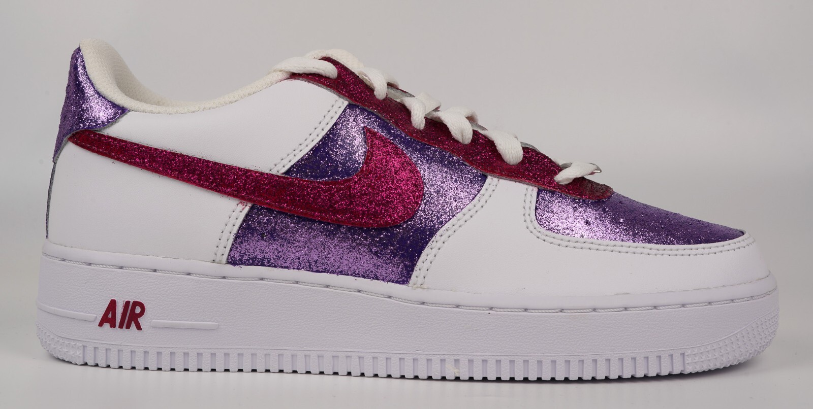 Nike Air Force 1 Custom Glitter Sparkle Sneakers Purple Magenta Pink White Shoes