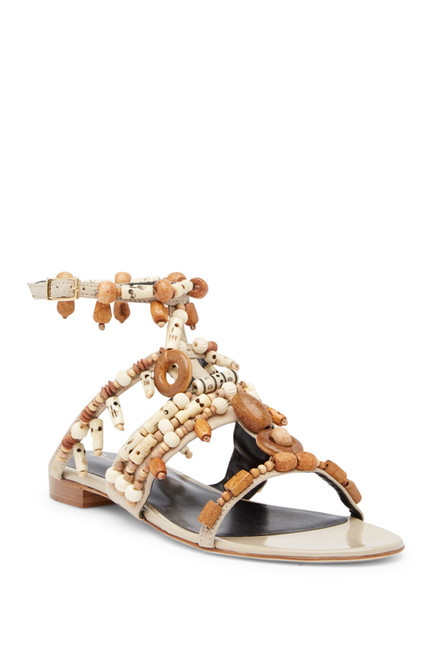 NIB Oscar de la Renta Corinne Embellished Strappy Flat Sandals Size 7 M