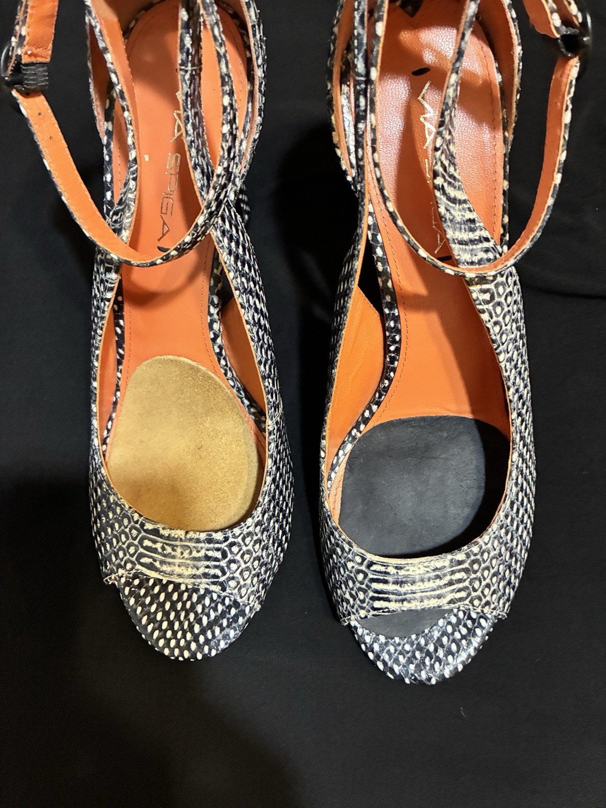 Size 9.5M Via Spiga Sandal Heels Black/Cream Spring Summer Fall Formal Casual