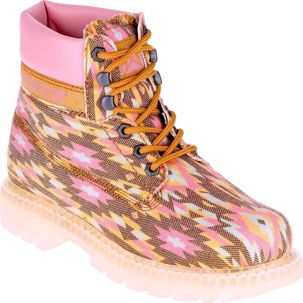 New NIB CAT Caterpillar Colorado Pink Aqua Brown Tribal Aztec Combat Work Boots