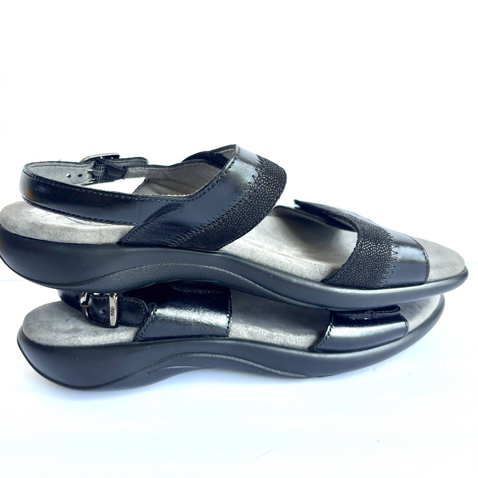 SAS Women’s Nudu Heel Sandals Black Comfort USA Made Casual Travel Sz 8.5 M