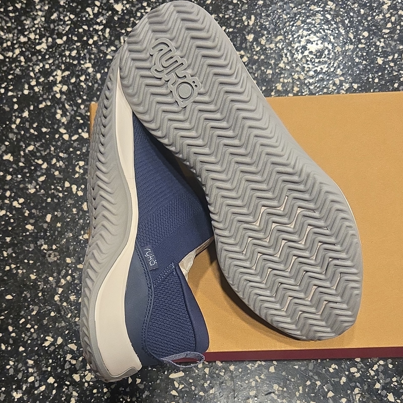 Ryka Encore Knit Women’s Knit Slip-On Sneakers Blue Cushioned Stretch J0707M1400