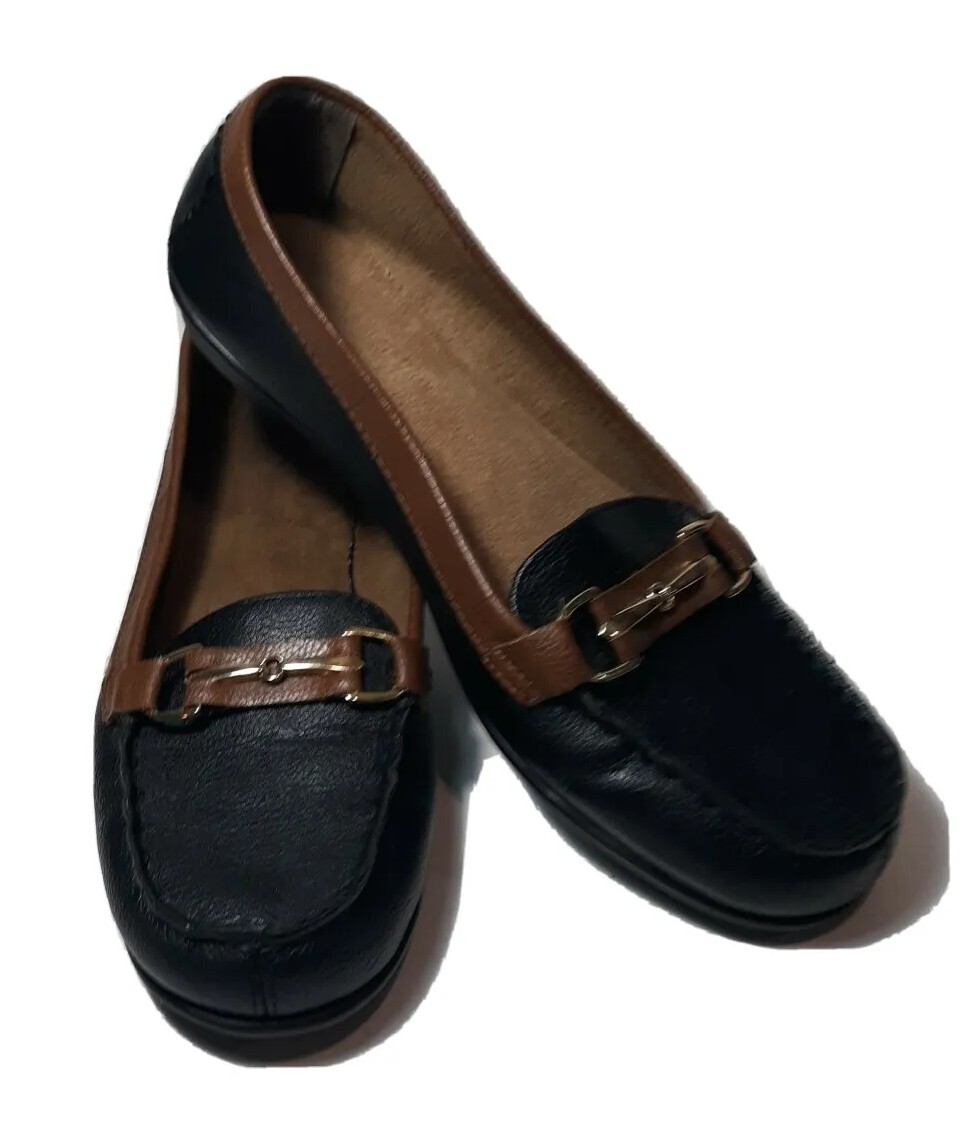 NEW WOMEN’S VEGAN LEATHER SHOES FLAT , MAN MADE » NU WORLD» SIZE US 8 1/2 M