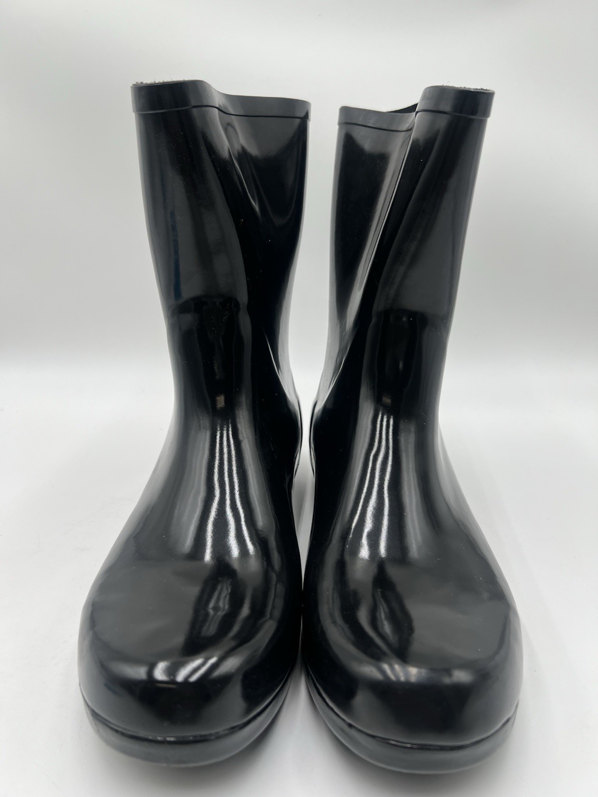 Chooka Polished Mid Rain Boots Black Waterproof Memory Foam Womens SIZE 9