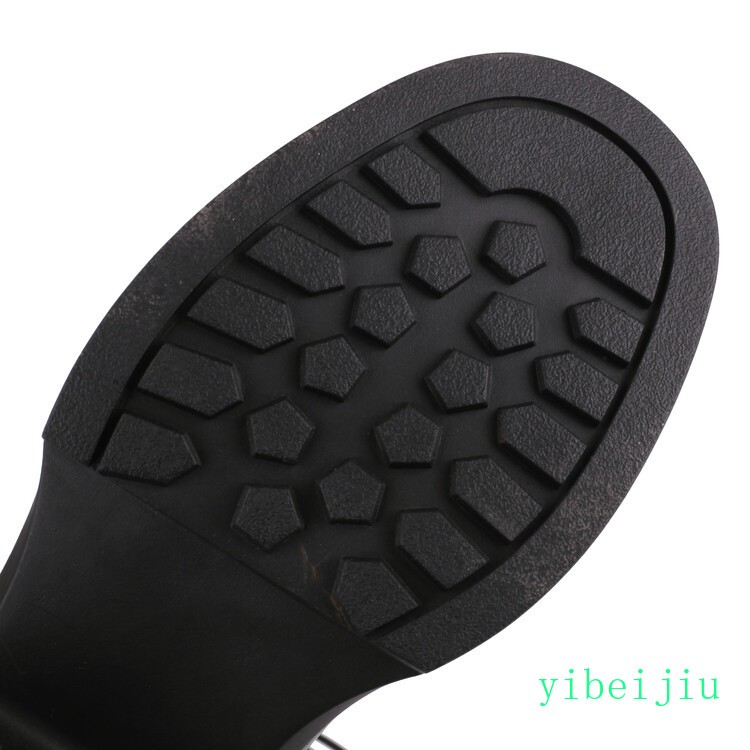 2025 Women’s Platform Low Cuban Heel Multi Buckles Knee High Mary Janes Shoes OL
