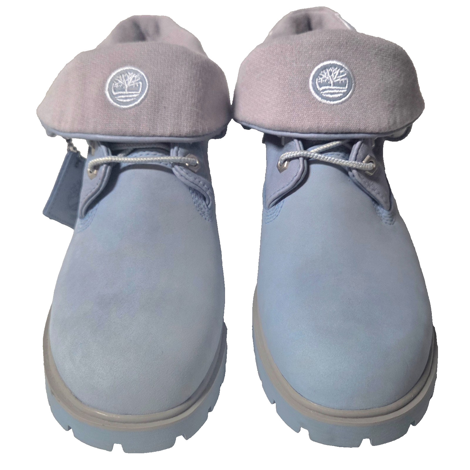 Rare Y2K Timberland Womens 8.5 Roll Top Cornflower Blue 8.5 Leather Boots 89361