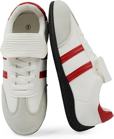 Tigeridea Women White RED Stripe Mary Jane Sneakers Shoes Size 7.5 New