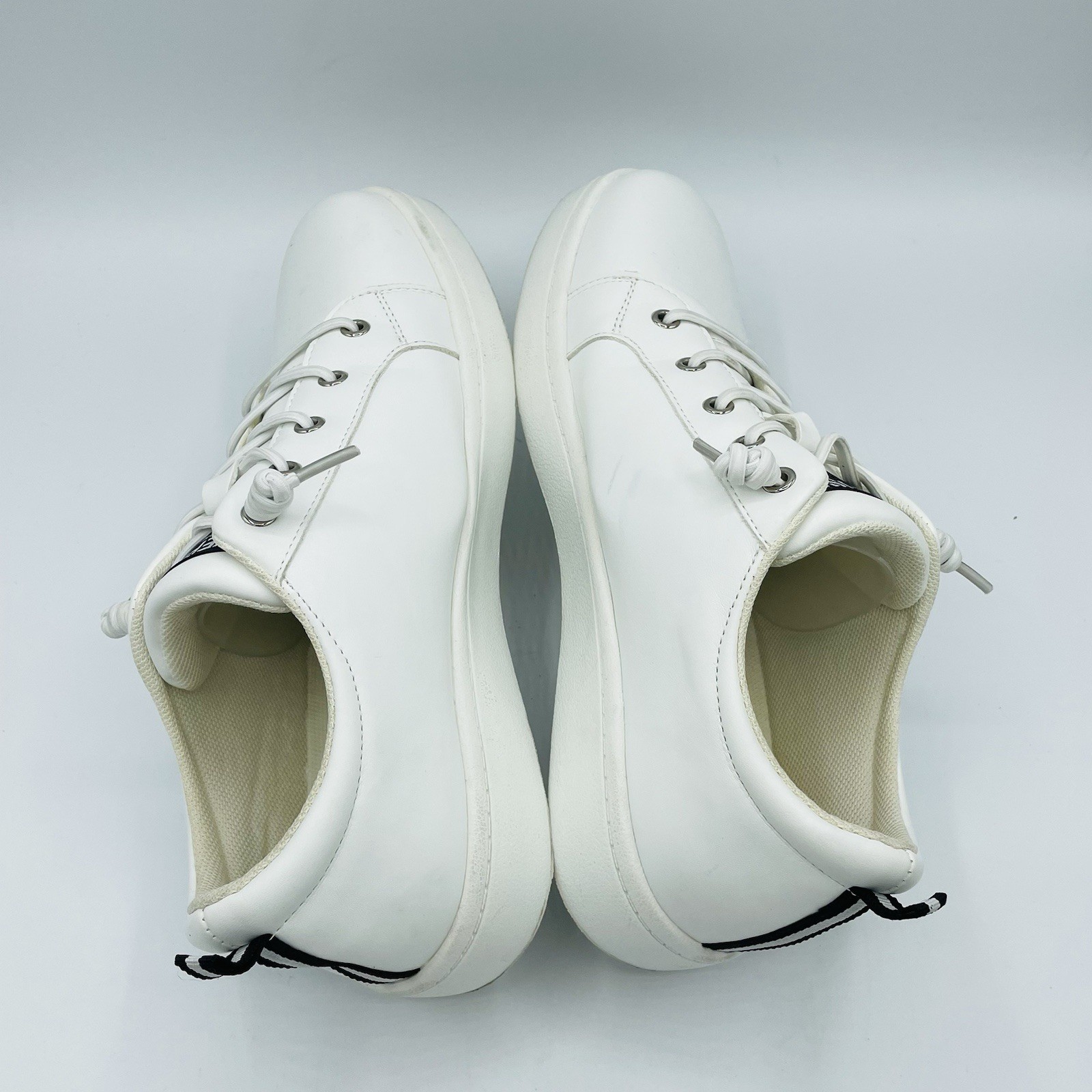Womens Size 7.5 Vepose Shoes White Elastic Lace Up Slip On Comfort Sneakers