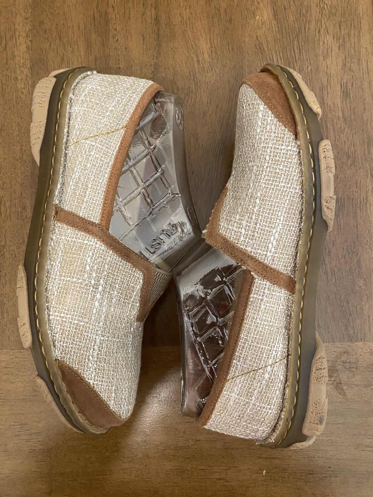 Tony Lama Renata Womens Sz 7.5 Beige Canva Burlap Slip On Western Loafers Shoes