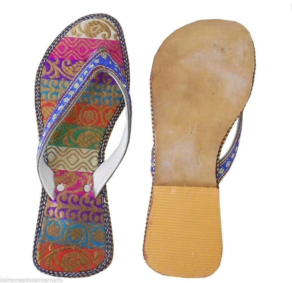 Women Ethnic Slippers Indian Wedding Traditional Flats Jutties US 7/9