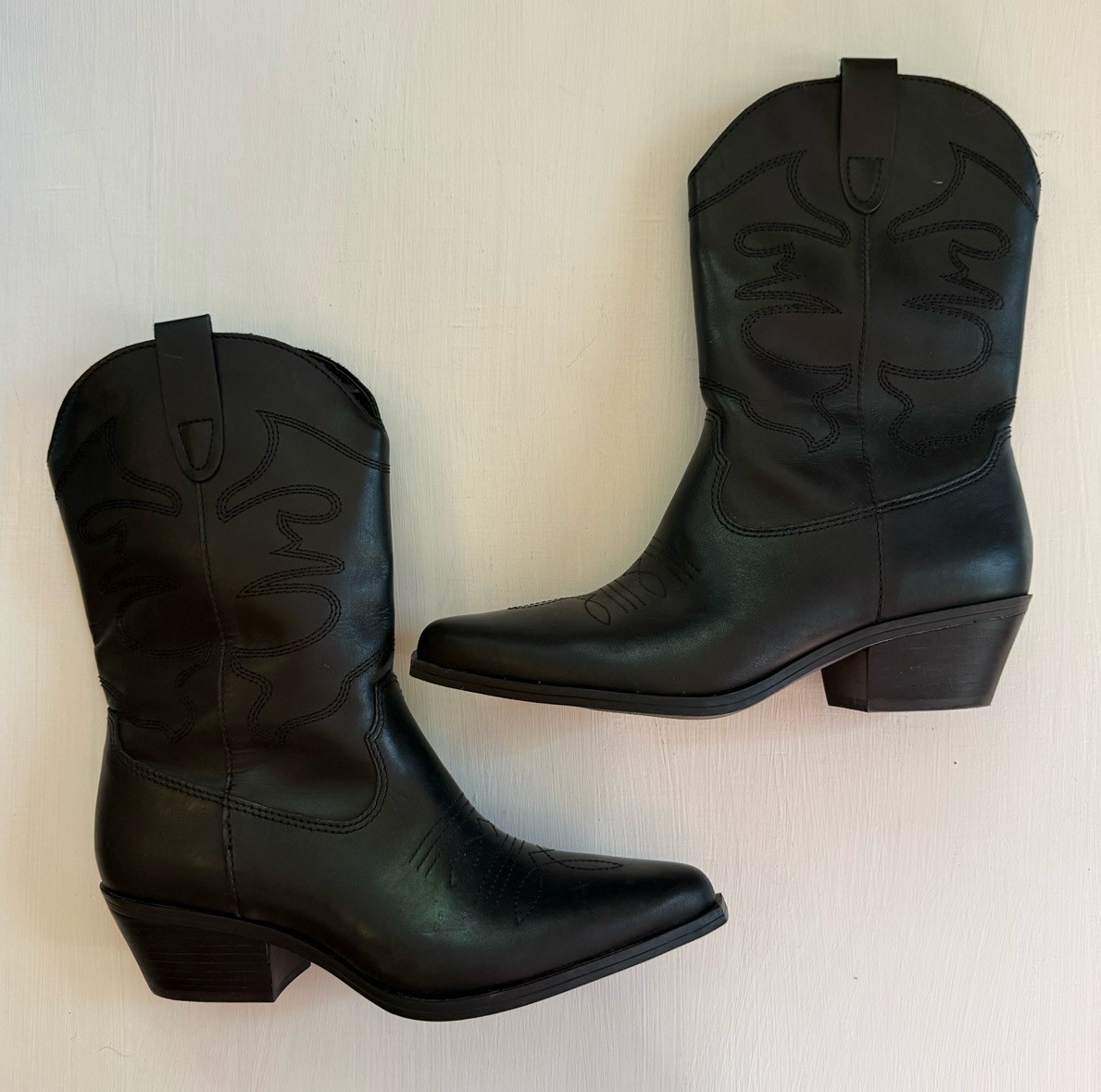 NEW Steve Madden Women’s Western Boots Black Leather Size 9 Made In Brazil