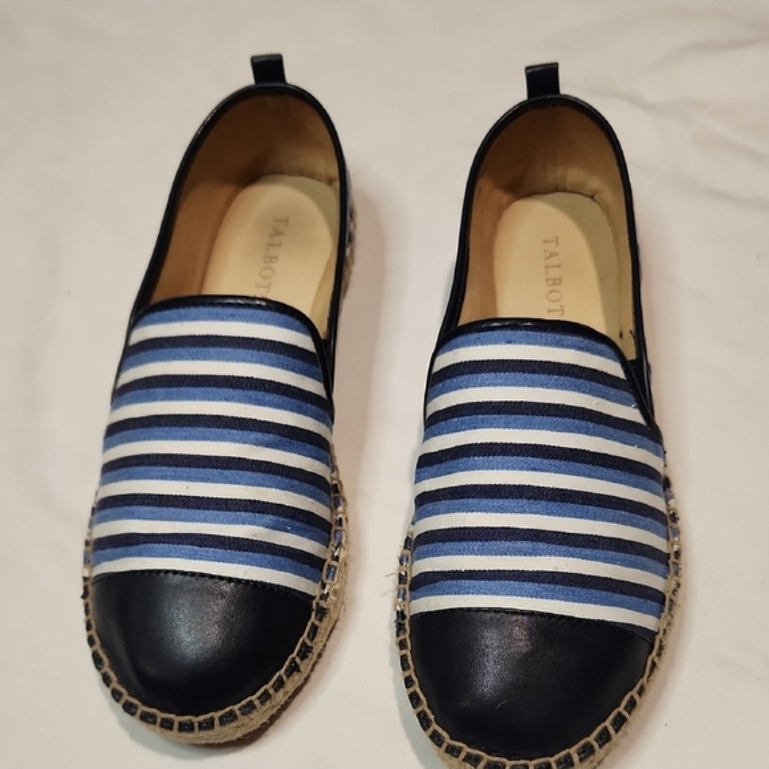 Talbots IZZY Blue&White Striped Espadrilles Sz 7.5