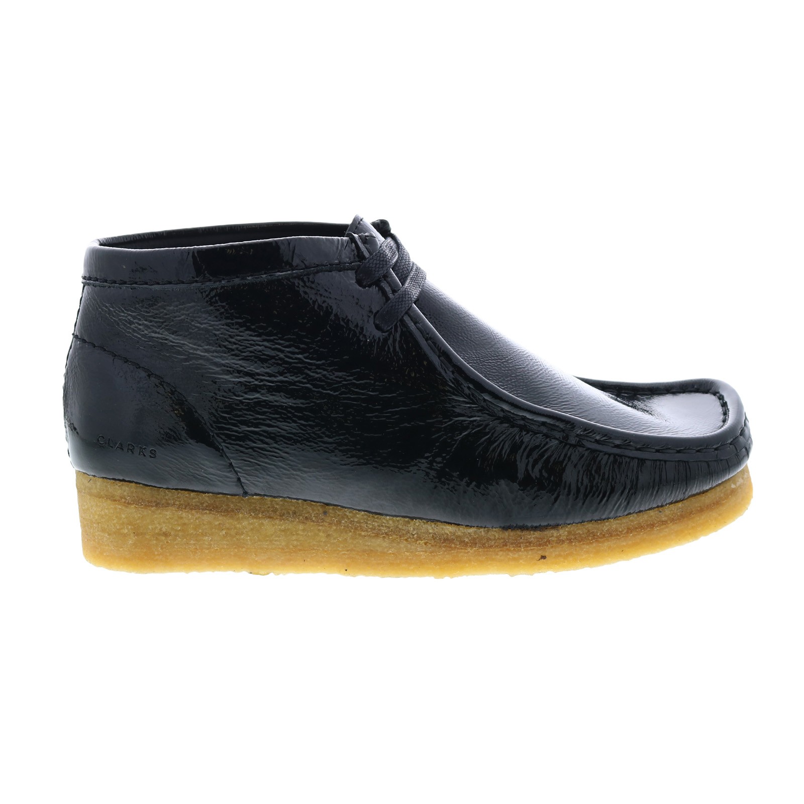 Clarks Wallabee Boot 26154804 Womens Black Patent Leather Chukkas Boots 7.5