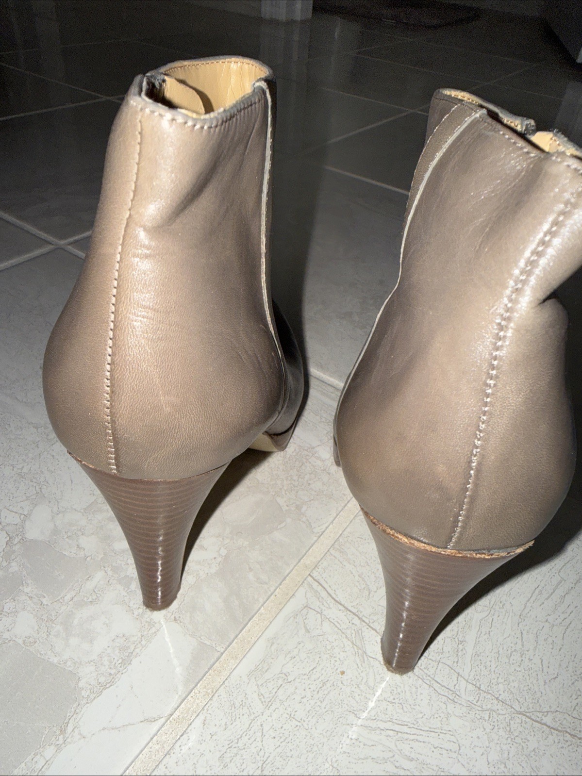 Nine West Womens Trivetto Ankle Boots Booties Brown Taupe Bootie Zip 5