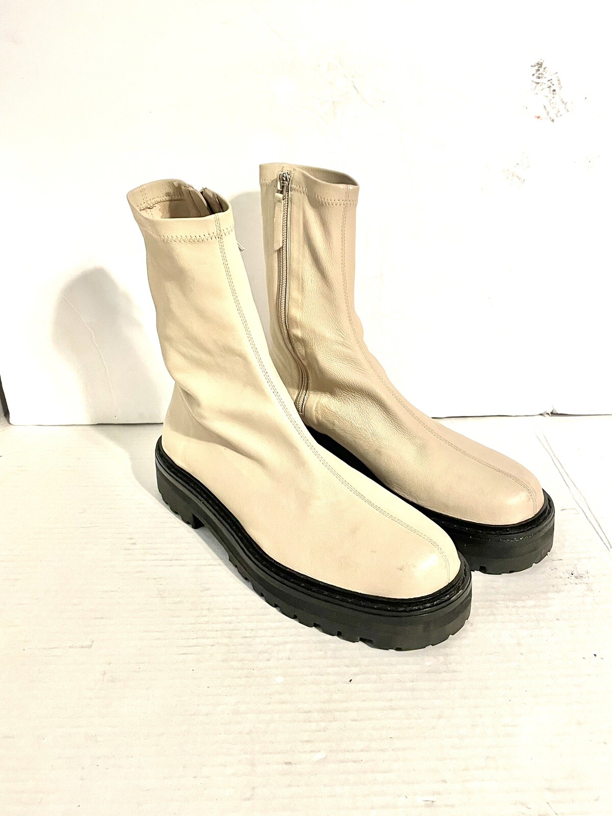 Black Suede Studio Size EU 38.5 DANI Ankle Calfskin Leather Boots Platform NEW