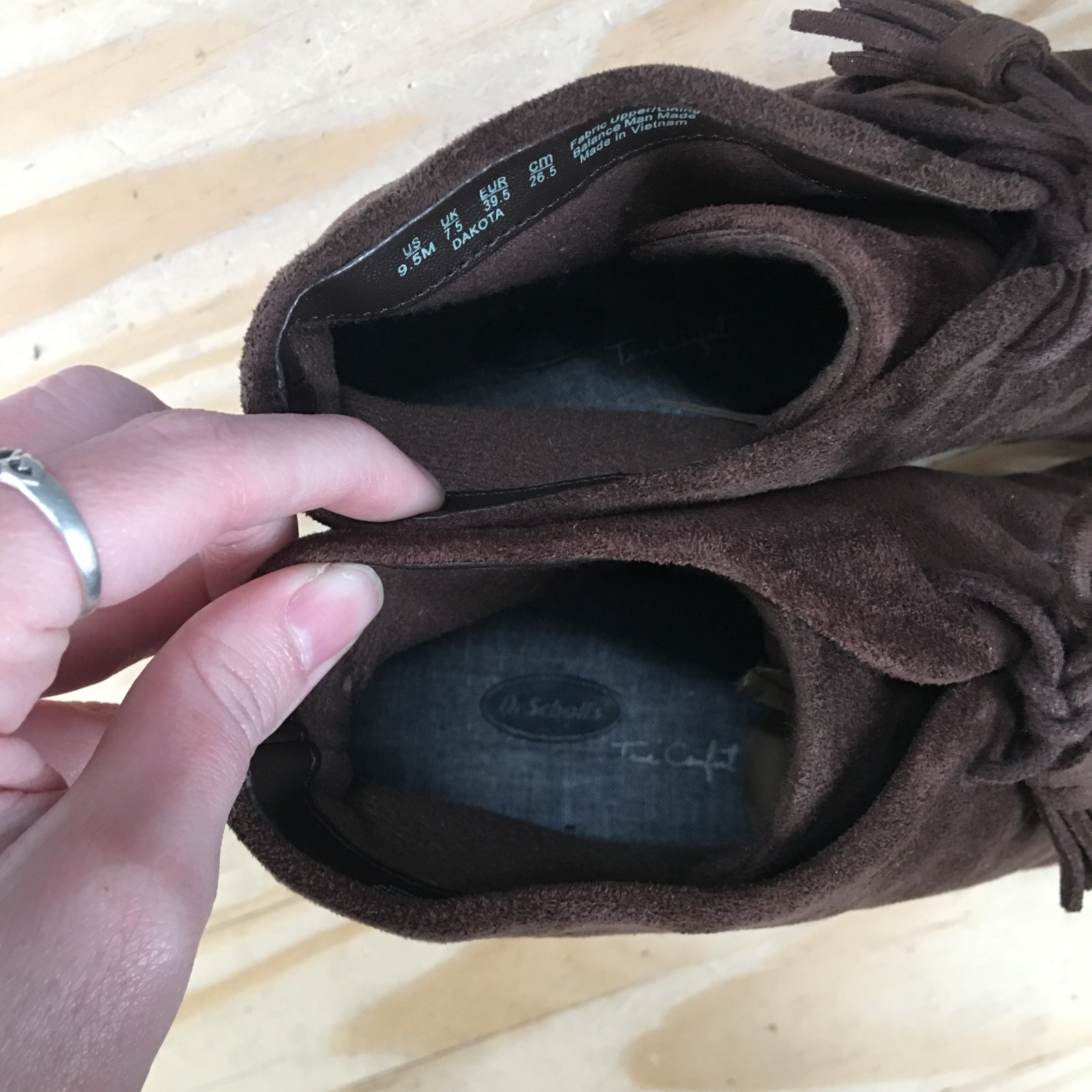 Dr. Scholl’s Boots Womens 9.5 M Dakota Ankle Bootie Brown Fabric Wedge Heels