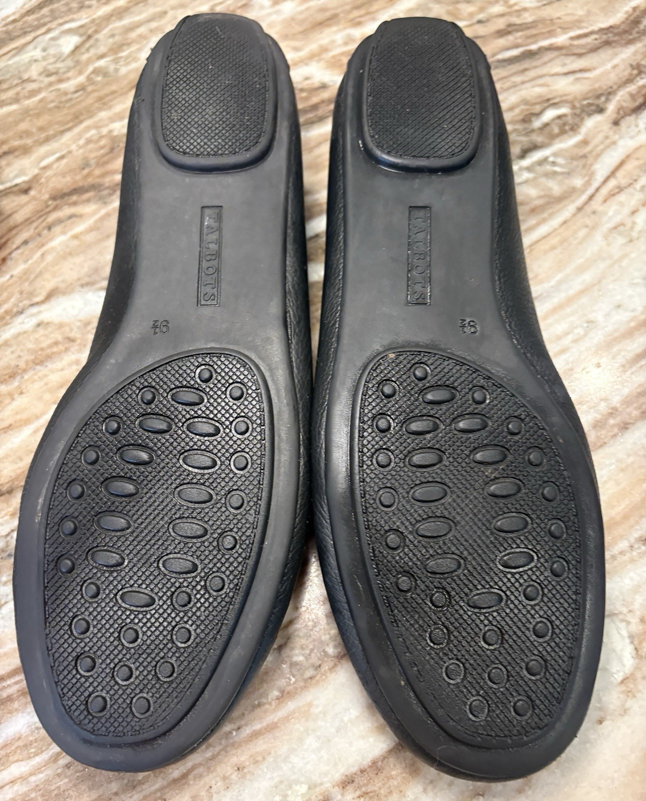 Talbots Becca Tie Driving Moccasins Shoe Pebbled Leather Black Loafer SZ 9.5