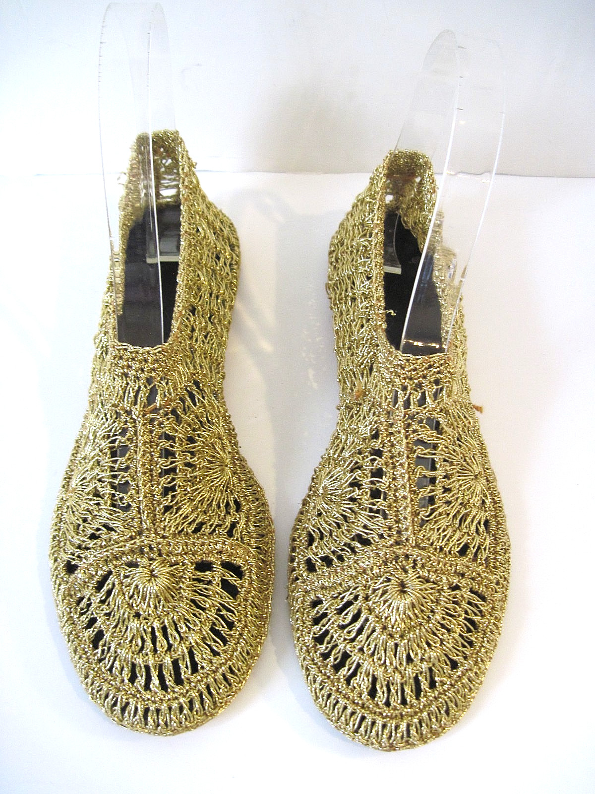 1950s Bertlyn Metallic Golden Ballet Slippers New York Slip On Womens Size M