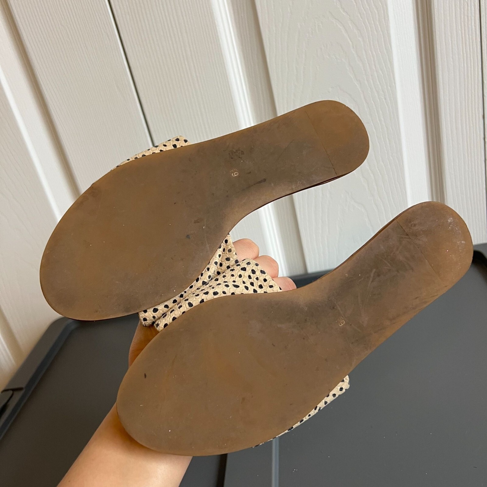 Madewell The Anais Thong Spot Dot Natural Slide Sandals Women’s Size 6.5