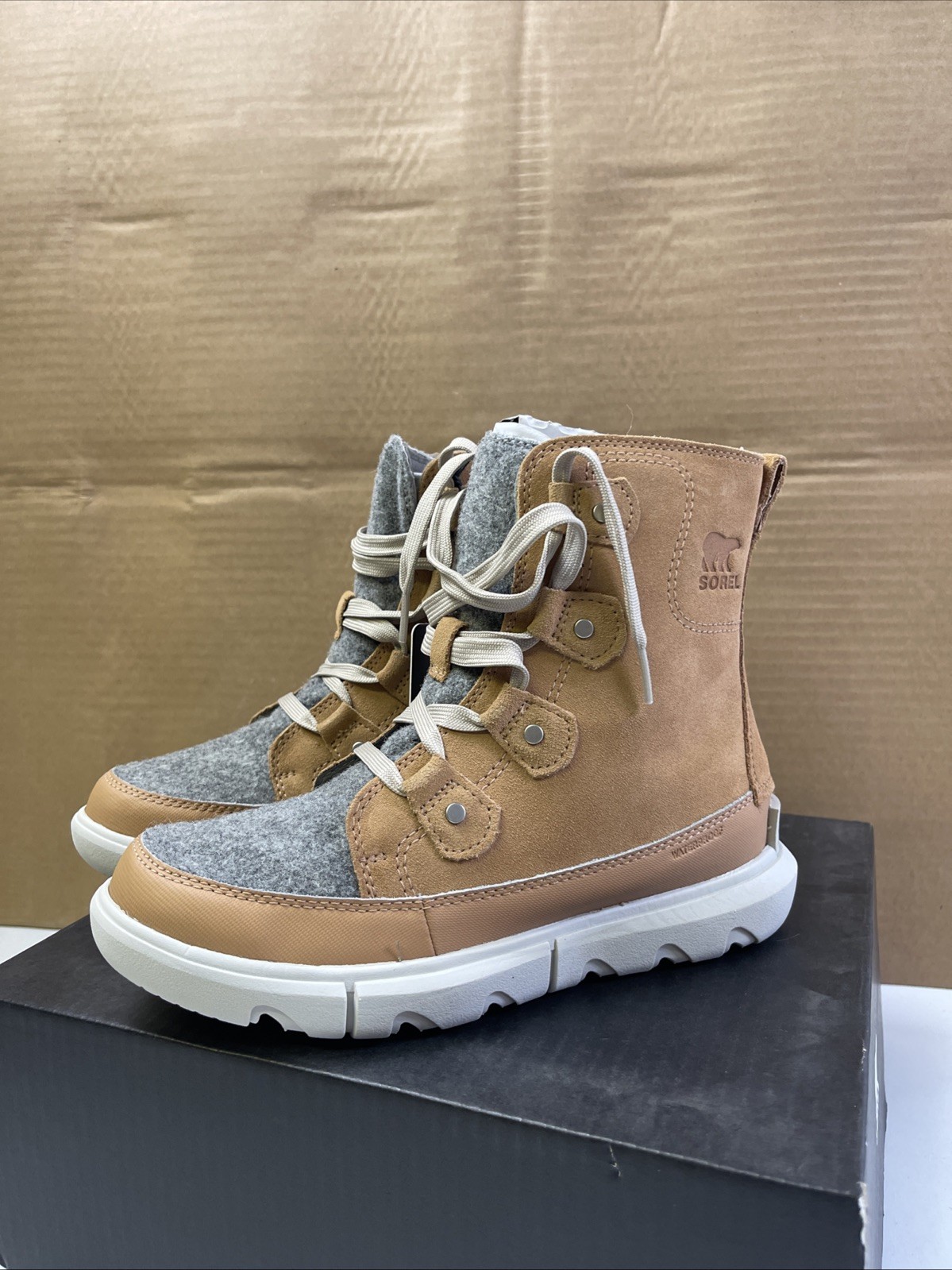 NEW Waterproof Sorel Womens Explorer Next Joan WP Felt Boot 7 Tawny Buff
