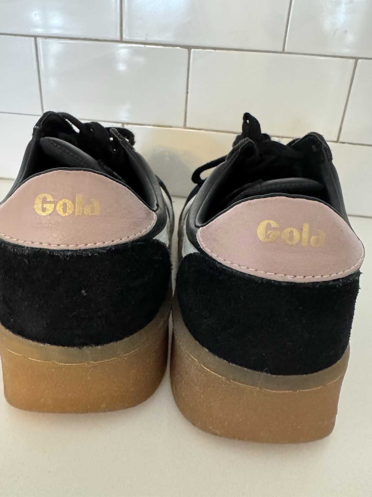 GOLA grandslam elite Black Suede Leather Sneaker Black Sz 8 EUC GUM SOLE