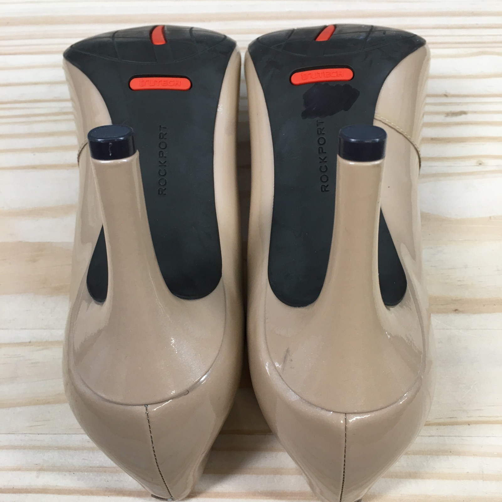 Rockport TruTech Heels Womens 9 M Pointed Toe Pump A11793 Patent Leather Nude