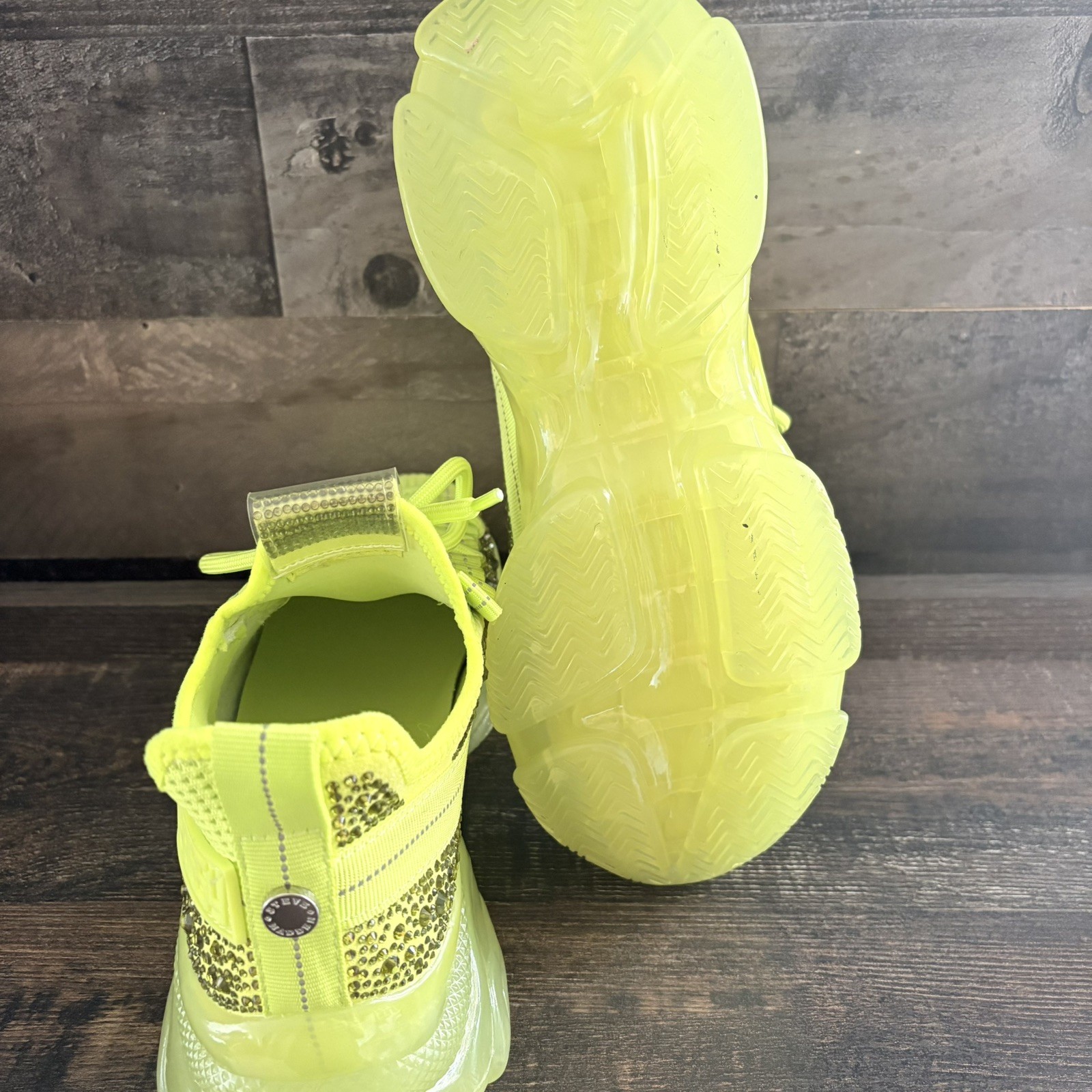 Steve Madden Sneakers Womens Maxima Lime SM NY90 Bejeweled Size 7 M $120