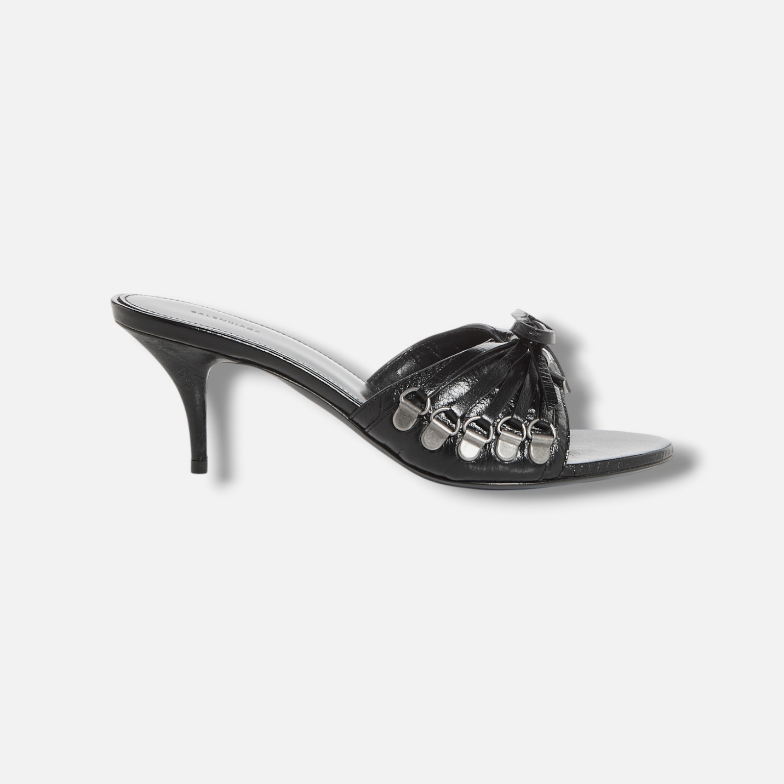 Balenciaga Women’s Black Cagole High-Heel Slide Sandal Shoes Size EU:36.5 US:6.5