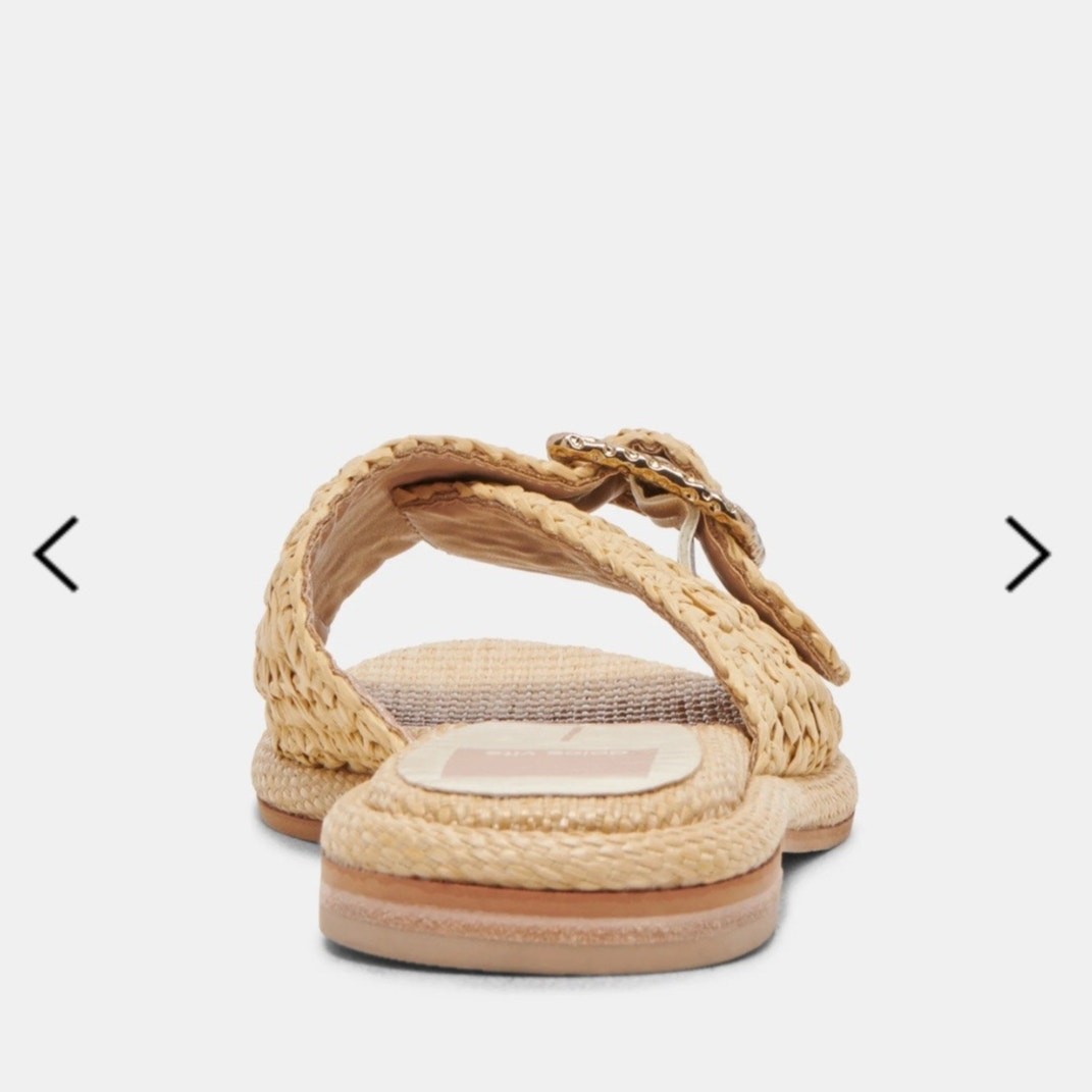 Dolce Vita NEW Alonzo Natural Raffia Buckle Slide Flat Sandal Size 7