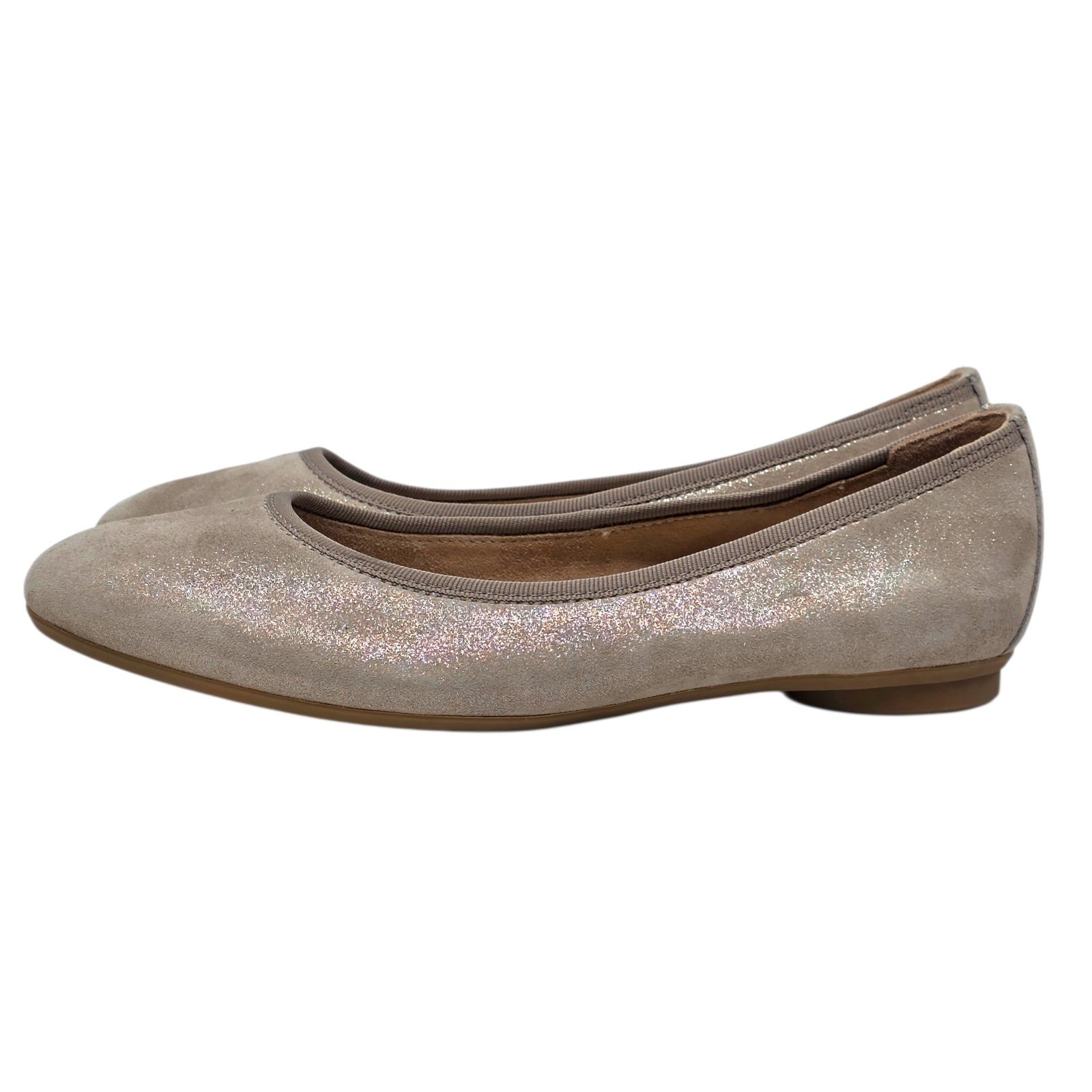 Paul Green Taupe Metallic Suede Ballerina Flats Made in Austria Size 6.5 US $395