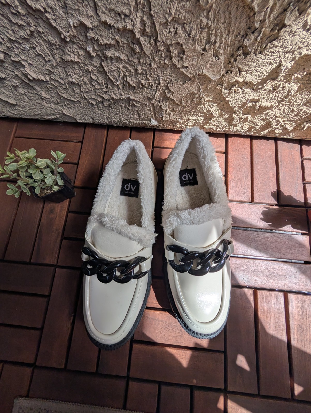 DV by Dolce Vita White Platform Chain Loafers Lug Sole Women’s Size 9.5