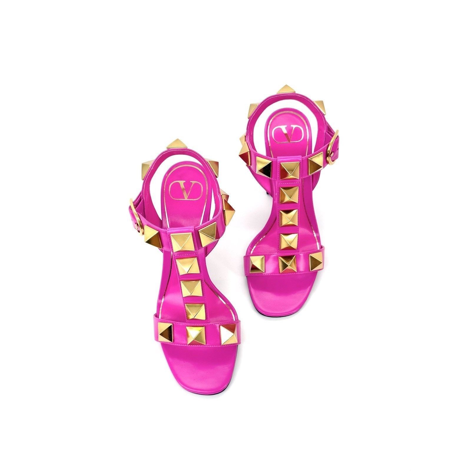 NIB Valentino Garavani Slingback Sandals 37 US 7 Roman Studs Rockstuds Pink